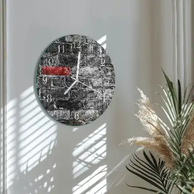Hodiny s fotkou sklenené okrúhle Tehla