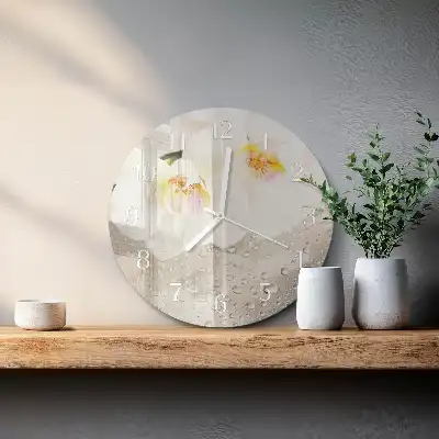 Hodiny s fotkou sklenené okrúhle Orchidea