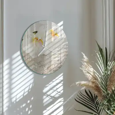 Hodiny s fotkou sklenené okrúhle Orchidea