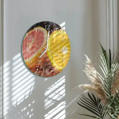 Nástenné hodiny sklenené okrúhle Ovocie