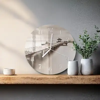 Okrúhle hodiny na stenu Drevený most