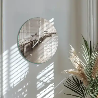 Okrúhle hodiny na stenu Drevený most