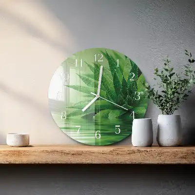 Hodiny s fotkou sklenené okrúhle Aloe