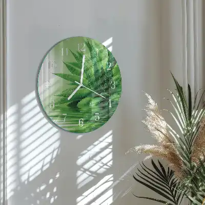 Hodiny s fotkou sklenené okrúhle Aloe