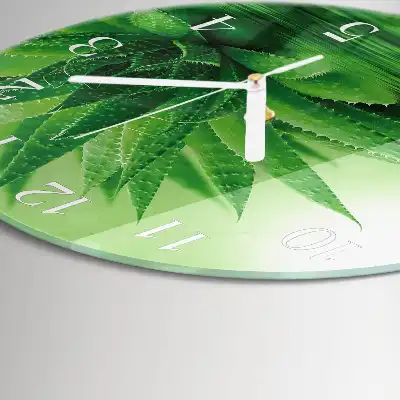 Hodiny s fotkou sklenené okrúhle Aloe