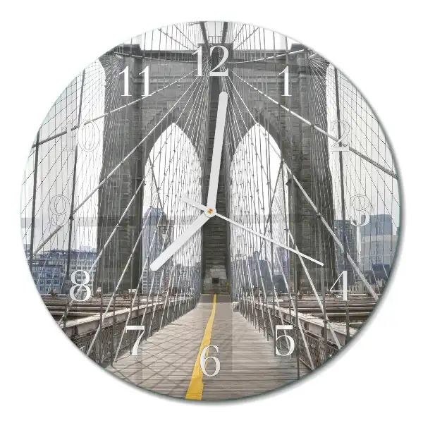 Hodiny s fotkou sklenené okrúhle Brooklynský most