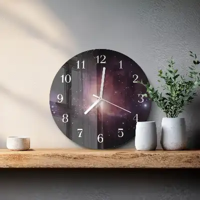 Okrúhle sklenené hodiny na stenu Kozmos