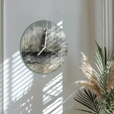 Hodiny na skle okrúhle Búrka