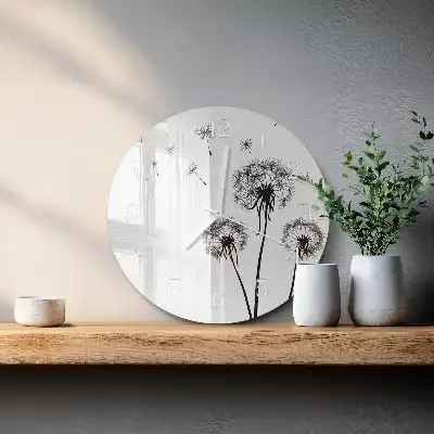 Okrúhle sklenené hodiny na stenu Púpava