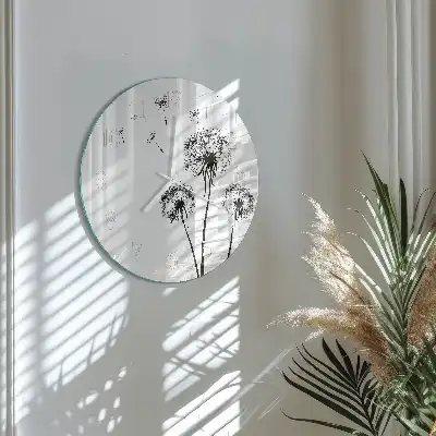 Okrúhle sklenené hodiny na stenu Púpava