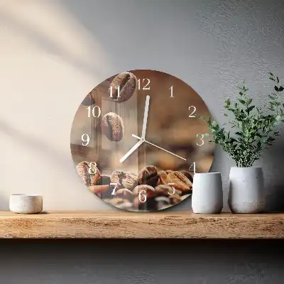 Okrúhle hodiny na stenu Kávové zrná