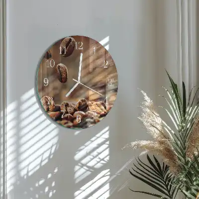 Okrúhle hodiny na stenu Kávové zrná
