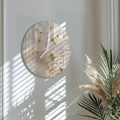 Nástenné hodiny sklenené okrúhle Kvety