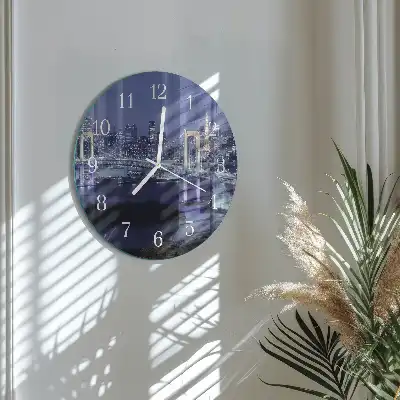 Hodiny s fotkou sklenené okrúhle Most