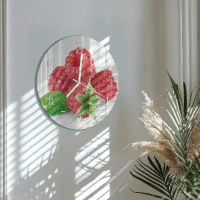 Hodiny na skle okrúhle Maliny