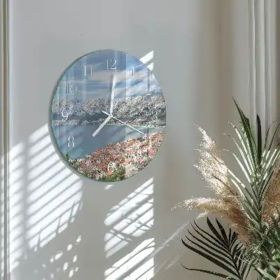 Nástenné hodiny sklenené okrúhle Záliv