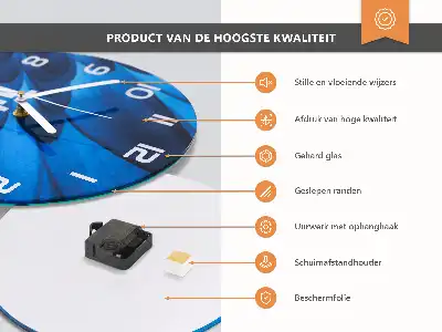 Nástenné hodiny sklenené okrúhle Záliv