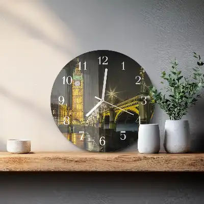 Nástenné hodiny sklenené okrúhle Londýn