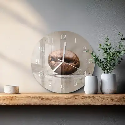 Hodiny na skle okrúhle Kávové zrno