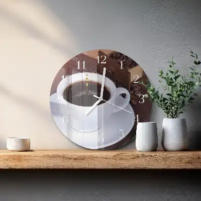 Okrúhle hodiny na stenu Káva