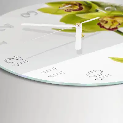 Nástenné hodiny sklenené okrúhle Orchidea