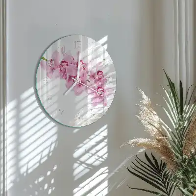 Hodiny s fotkou sklenené okrúhle Orchidea