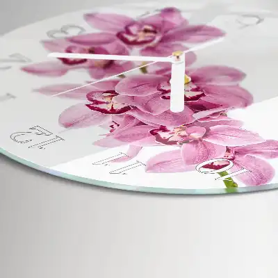 Hodiny s fotkou sklenené okrúhle Orchidea