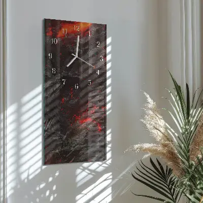 Vertikálne sklenené hodiny na stenu Láva