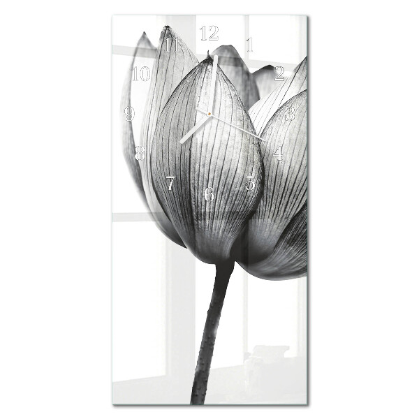 Hodiny s fotkou sklenené vertikálne Tulipán