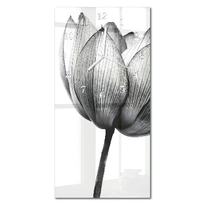 Hodiny s fotkou sklenené vertikálne Tulipán