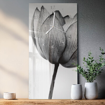Hodiny s fotkou sklenené vertikálne Tulipán