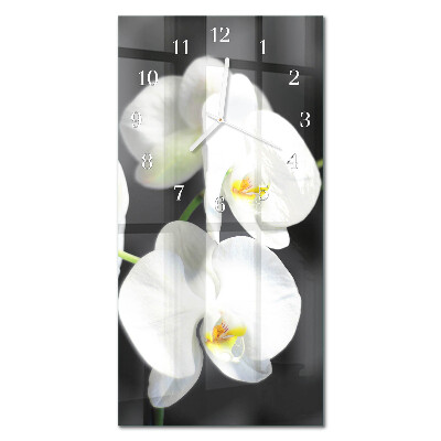 Nástenné hodiny sklenené vertikálne Orchidea