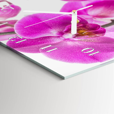 Hodiny na skle vertikálne Orchidey