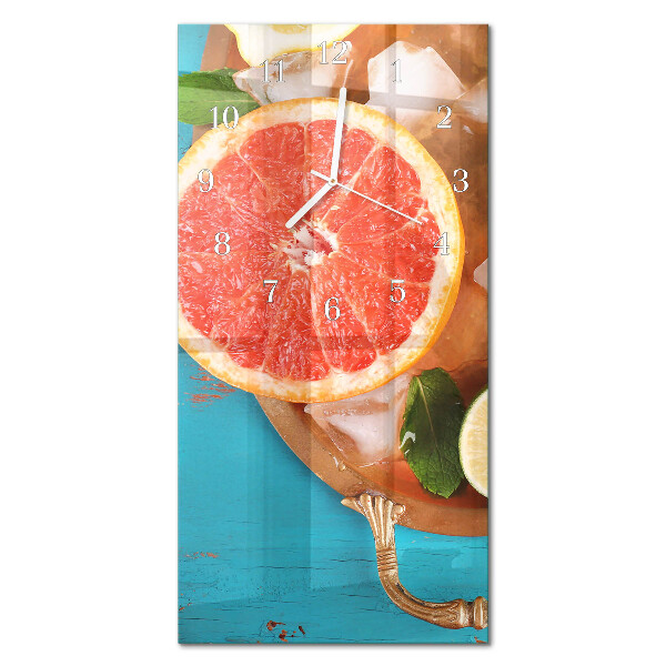 Vertikálne sklenené hodiny na stenu Grapefruit