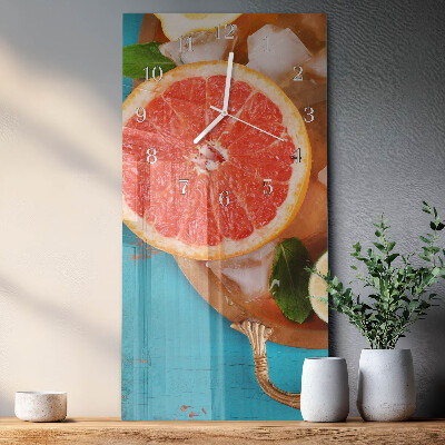 Vertikálne sklenené hodiny na stenu Grapefruit