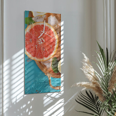 Vertikálne sklenené hodiny na stenu Grapefruit