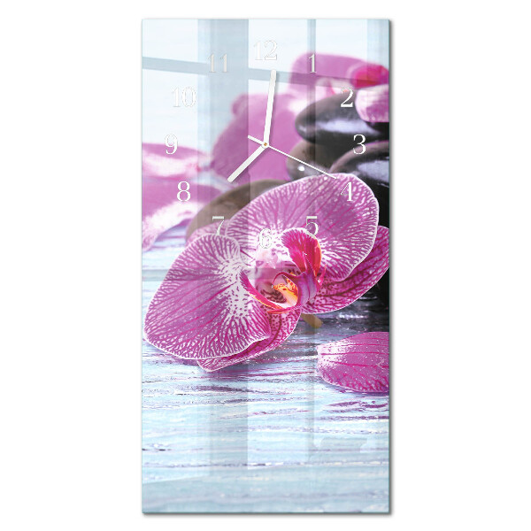 Hodiny na skle vertikálne Nápad na orchidey