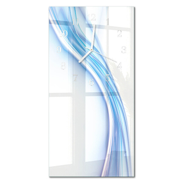 Vertikálne sklenené hodiny na stenu Modrá abstrakcia