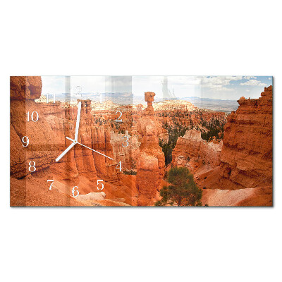Horizontálne sklenené hodiny na stenu Bryce Canyon
