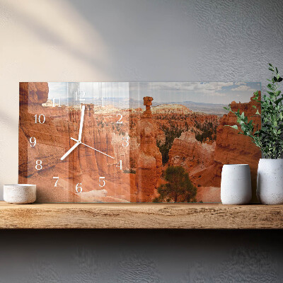 Horizontálne sklenené hodiny na stenu Bryce Canyon