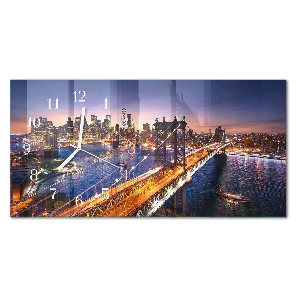 Nástenné hodiny sklenené horizontálne New York