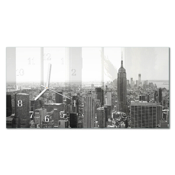 Hodiny s fotkou sklenené horizontálne New York Manhattan