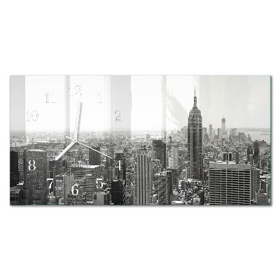 Hodiny s fotkou sklenené horizontálne New York Manhattan