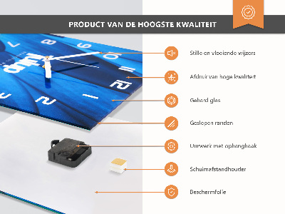 Vertikálne sklenené hodiny na stenu Tulipán