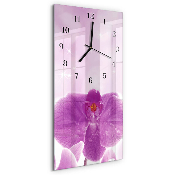 Nástenné hodiny sklenené vertikálne Orchidea