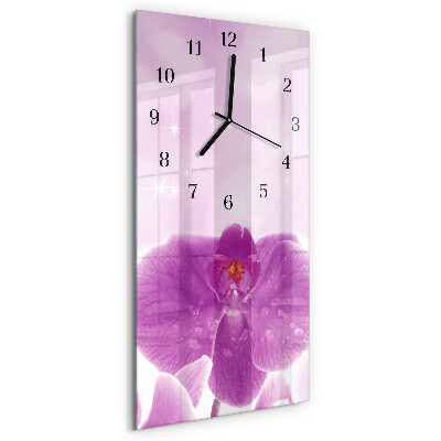 Nástenné hodiny sklenené vertikálne Orchidea