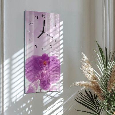 Nástenné hodiny sklenené vertikálne Orchidea