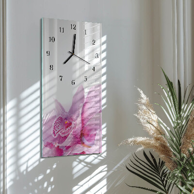 Hodiny s fotkou sklenené vertikálne Orchidea
