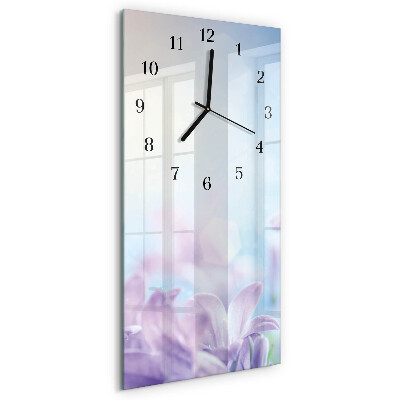 Hodiny s fotkou sklenené vertikálne Fialová
