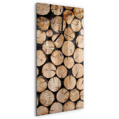 Vertikálne sklenené hodiny na stenu Drevené trámy